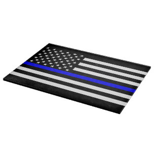 Dünner Blue Line-Flagge-Grafik-Dekor Schneidebrett
