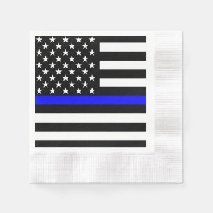 Dünner Blue Line-Flagge-Grafik-Dekor Serviette