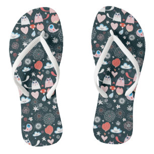 Dünner Bügel drehen Reinfall-Cartoon-Katzen-Wolk Flip Flops