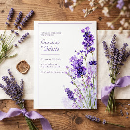 Dünner lila Aquarell-Lavendel-Rahmen Hochzeit Einladung