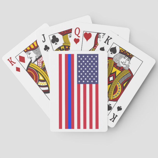 "DÜNNES BLUE LINE auf FLAGGE " Spielkarten (Rückseite)
