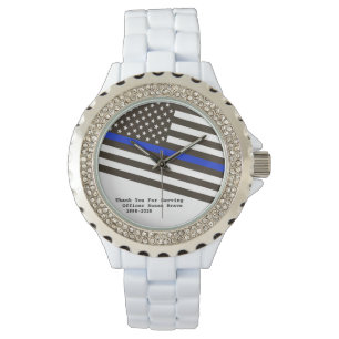 Dünnes Blue Line *~* Frau kennzeichnen Armbanduhr