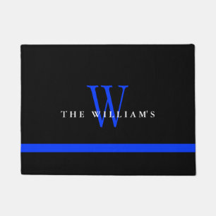 Dünnes Blue Line-Gewohnheits-Monogramm Fußmatte