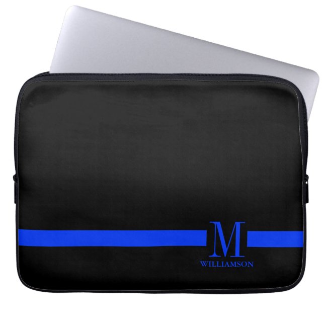 Dünnes Blue Line-Gewohnheits-Monogramm Laptopschutzhülle (Vorderseite)