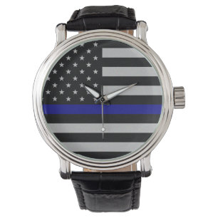 Dünnes Blue Line kennzeichnen Armbanduhr