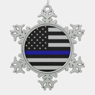 Dünnes Blue Line kennzeichnen Schneeflocken Zinn-Ornament