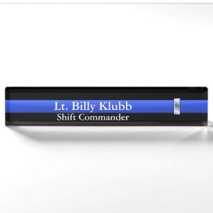 Dünnes Blue Line - Leutnant Rank Namensplakette