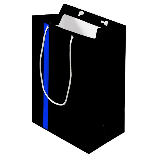 Dünnes Blue Line Mittlere Geschenktüte (Vorderseite Schrägansicht)