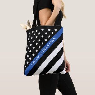 Dünnes Blue Line überwachen Flagge-Monogramm Tasche