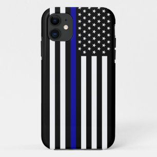 Dünnes Blue Line überwachen Flagge polizeilich Case-Mate iPhone Hülle