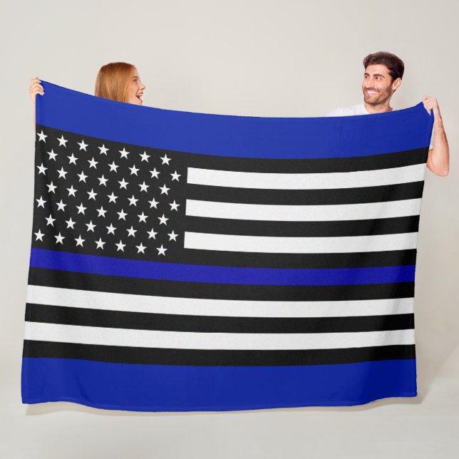 Dünnes Blue Line überwachen Flagge polizeilich Fleecedecke (Beispiel)