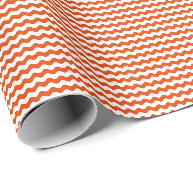 Dünnes Leuchtorange-und Weiß-Wellen-Packpapier Geschenkpapier (Rolleneckpunkt)