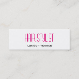 Dünnes modernes einfaches rosa weißes Haar Stylist Mini Visitenkarte