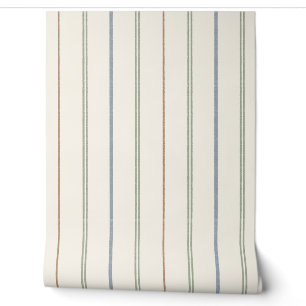 Dünnes vertikales Streifenmuster Boho neutral erdi Tapete