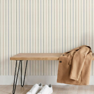 Dünnes vertikales Streifenmuster Boho neutral erdi Tapete