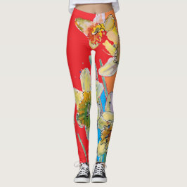 Dünnfarben Blume Rote Flora Leggings