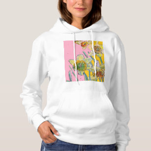 Dünngelbe Daffodien Blumenkohl Aquarell Blume Hoodie