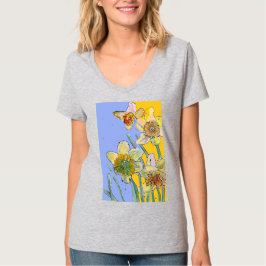 Dünngelbe lila Blume Blume Wasserfarbe T-Shirt