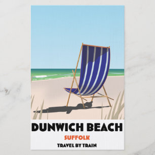 Dunwch Beach Suffolk Vintage-Zugposter Briefpapier