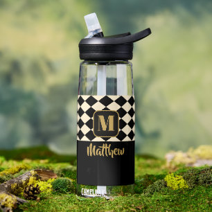 Duo Black & Creme Individuellen Namen Trinkflasche