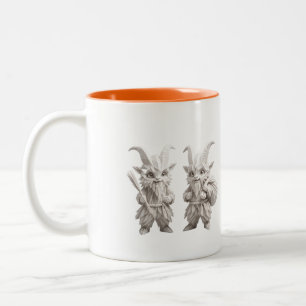 Duo de Krampus Chibi Origami dans un mug blanc