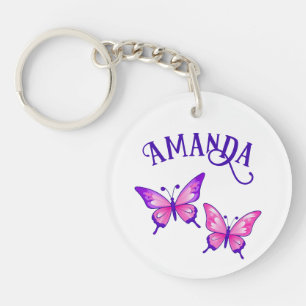 Duo de papillon violet et rose avec nom