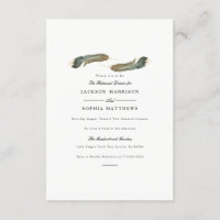 Duo de plumes | Invitation de mariage aquarelle