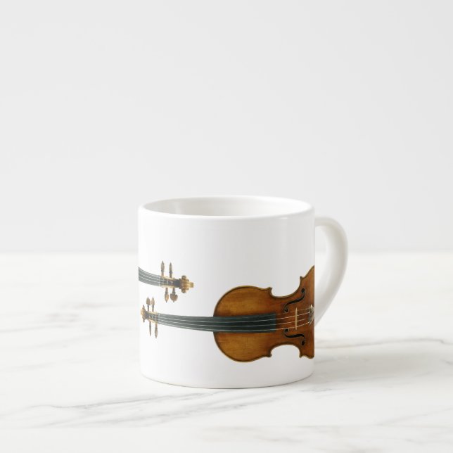 Duo de violon de Stradivari reproduit sur la tasse (Devant droit)