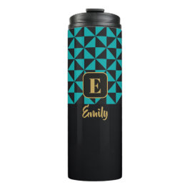 Duo Geo Black & Aquamarine Individuelle Name Thermosbecher