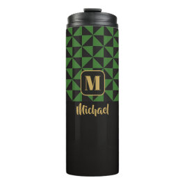 Duo Geo Black & Forest Green Individuellen Namen Thermosbecher