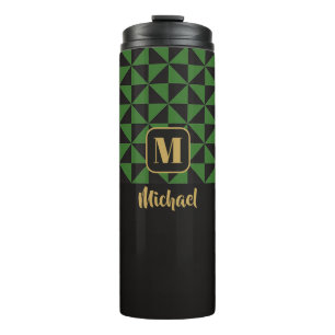 Duo Geo Black & Forest Green Individuellen Namen Thermosbecher