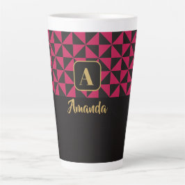 Duo Geo Black & Pink Individuellen Namen Milchtasse