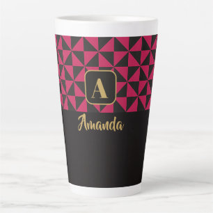Duo Geo Black & Pink Individuellen Namen Milchtasse