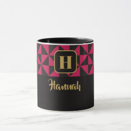 Duo Geo Black & Pink Individuellen Namen Tasse