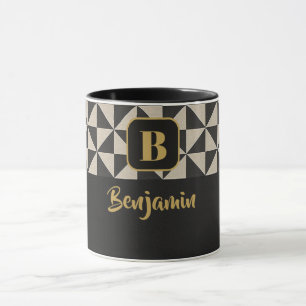 Duo Geo Black & Stone Gray Individuellen Namens Tasse