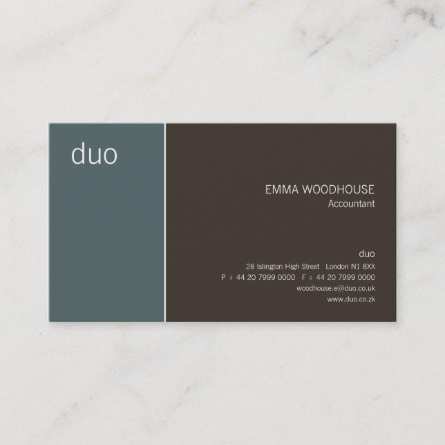 Duo-Kadett-Blau u. Brown Visitenkarte (Vorderseite)