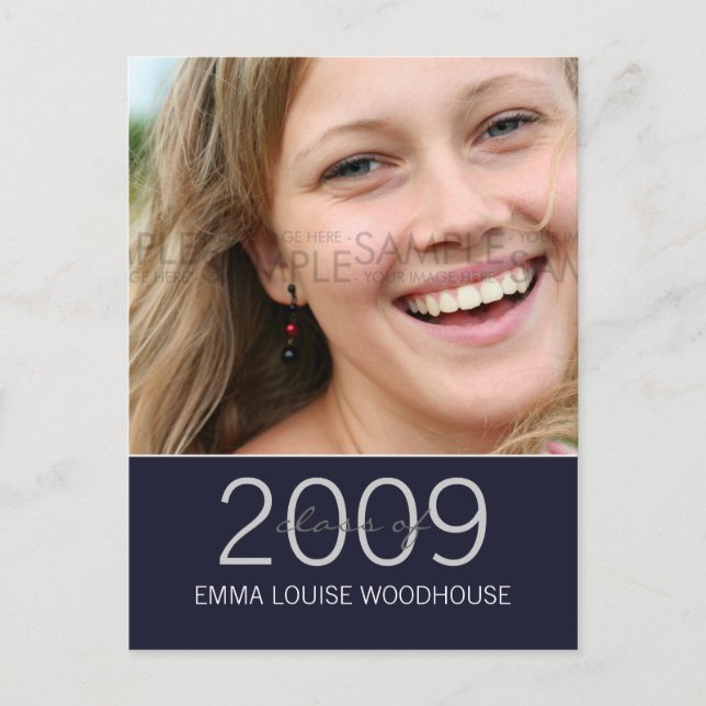 "Duo" Midnight Blue Graduation Invitation (Devant)