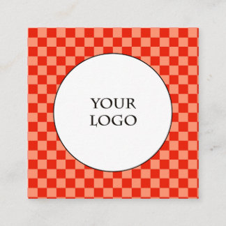 Duo Orange & Hellorange Buffalo-Karo & Logo Quadratische Visitenkarte