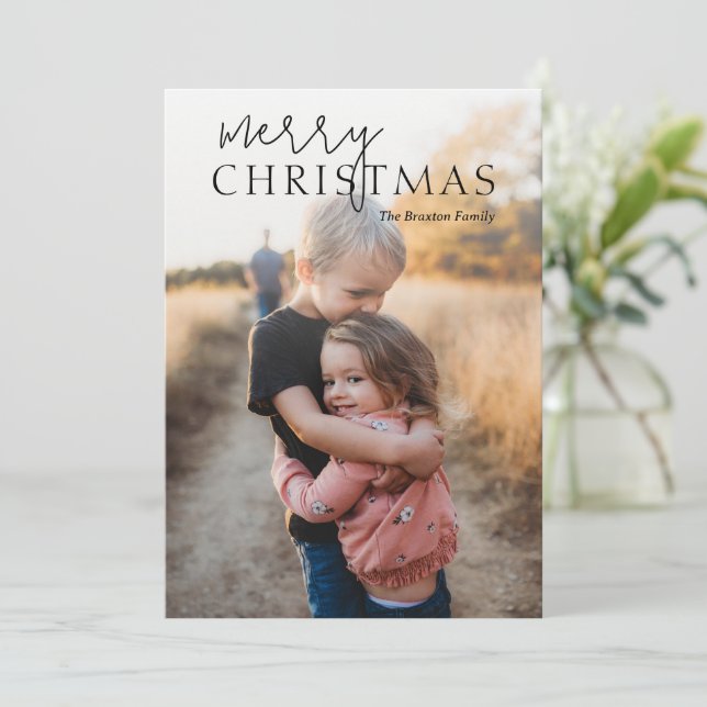 Duo Schriftart Simple Foto Modernes Weihnachten (Stehend Vorderseite)