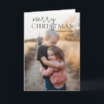Duo Schriftart Typografie Foto Modernes Weihnachte Feiertagskarte<br><div class="desc">Moderne Weihnachtskarte im Foto mit einem schlichten und minimalen Design mit "Frohe Weihnachten" in niedlicher und lustiger Typografie über Ihrem Lieblingsfoto. Die Innenseite hat eine Foto-Collage von drei quadratischen Bildern zusammen mit Ihrer personalisierten Nachricht.</div>
