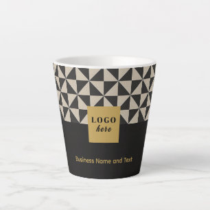 Duo Schwarz-Graues Handwerk - Firmenlogo Latte Tas Milchtasse