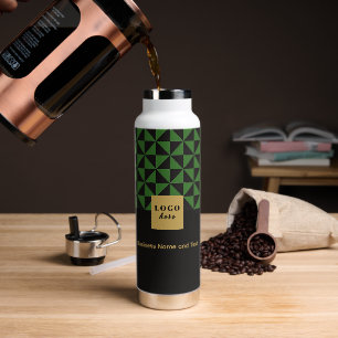 Duo schwarz/grün - Geschäftslogo Wasserflasche Trinkflasche