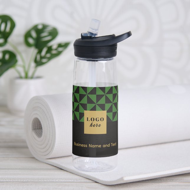Duo schwarz/grün - Geschäftslogo Wasserflasche Trinkflasche (Yoga)
