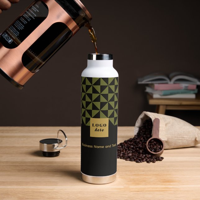 Duo Schwarz & Oliven - Firmenlogo Trinkflasche (Kaffee)