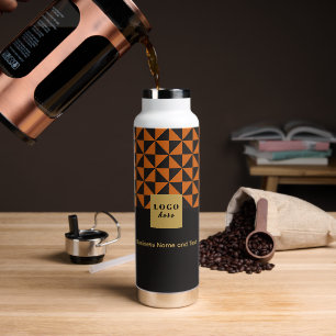 Duo schwarz & orange - Geschäftslogo Wasserflasche Trinkflasche
