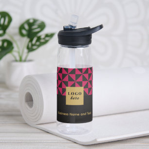 Duo schwarz & rosa - Firmenlogo Wasserflasche Trinkflasche