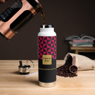 Duo schwarz & rosa - Firmenlogo Wasserflasche Trinkflasche