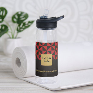 Duo schwarz & rot - Firmenlogo Trinkflasche