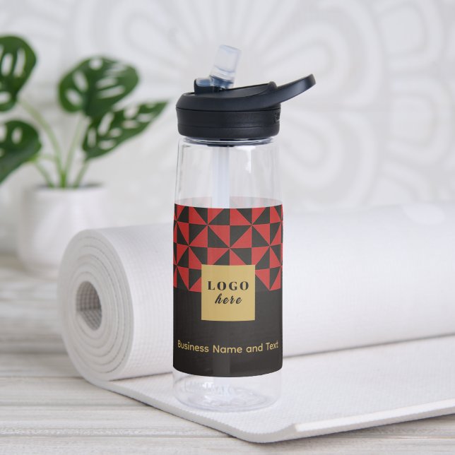 Duo schwarz & rot - Firmenlogo Trinkflasche (Yoga)