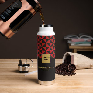 Duo schwarz & rot - Firmenlogo Wasserflasche Trinkflasche